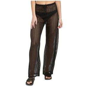 NWT Calvin Klein Women's Wide Leg Cover Up Beach Pants Black Size S $50 8B615